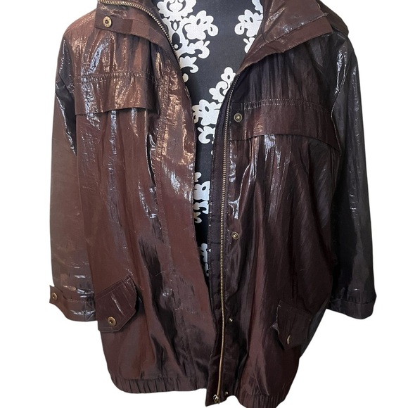 Chico's Dark Brown Jacket with Hood size 2 - Picture 2 of 6